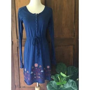 Johnny Was Embroidered Cotton Dress Long Sleeve